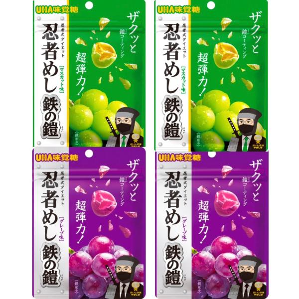 2種4袋セット 忍者めし 鉄の鎧 グレープ味2袋マスカット味2袋 UHA味覚