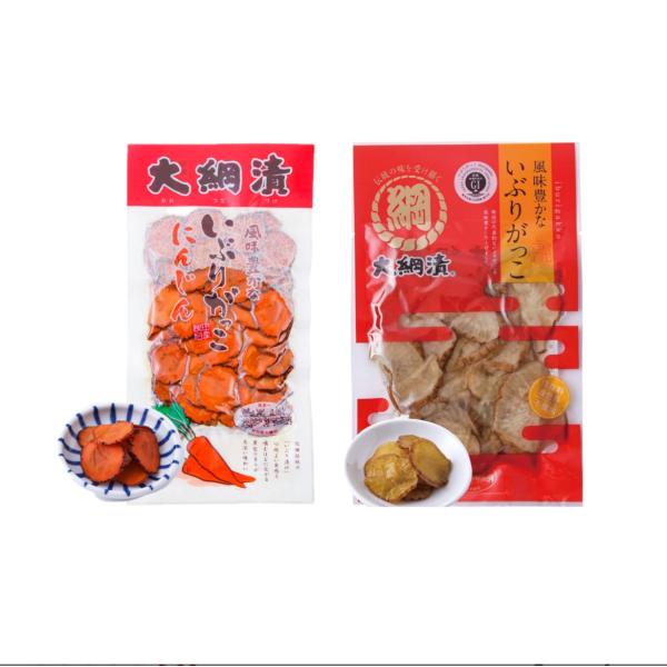【秋田名産】 国産 無添加 いぶりがっこスライス150g & 国産 いぶり人参スライス 100g セット