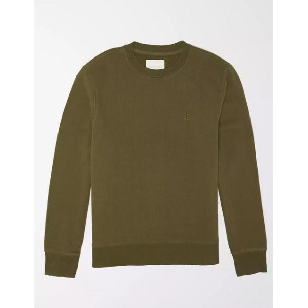 アメリカンイーグル トレーナー パーカー メンズ グリーン Ae Terry 人気 Fleece Sweatshirt Crewneck 大きいサイズ おしゃれ 新作続