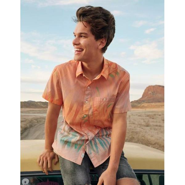 アメリカンイーグル シャツ メンズ 半袖 Ae 安心の定価販売 Tropical Print Shirt Button Up おしゃれ人気 Xl 大きいサイズ Short Sleeve Xxl