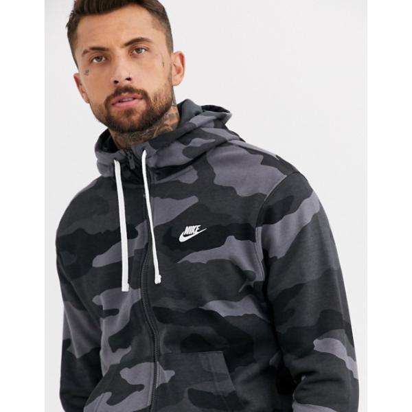 ナイキ 感謝価格 パーカー メンズ トレーナー グレー カモ Nike Print Club Hoodie Camo Zip Through In