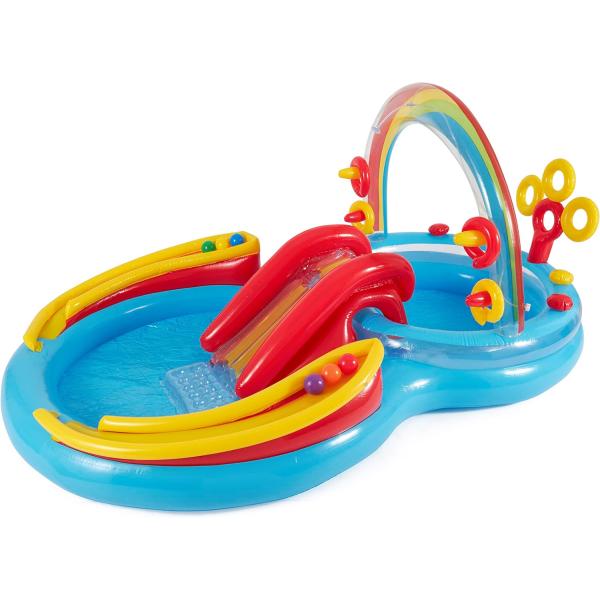 INTEX(インテックス) レインボーリングプレーセンター 楕円形 マルチカラー 297×193×135cm 57453 [日本正規品]