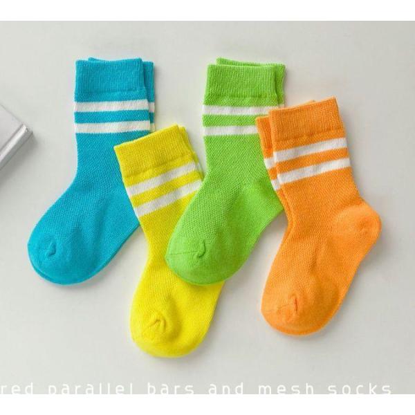 【送料無料】１足蛍光ラインキッズソックス  靴下 くつした 子供用靴下 15cm 16cm 17cm 18cm 19cm 20cm 21cm 22cm ネオンカラー ダンス 韓国子供服  派手 蛍光
