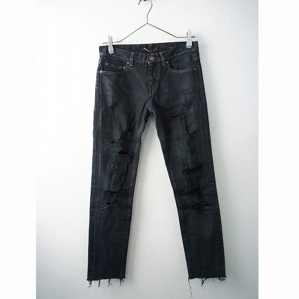 レディース 難あり Saint Laurent Paris サンローラン パリ D01 W Sk Lw ダメージ加工 ブラックデニムパンツ サイズ不明 ブランド古着 買取販売 Tresor 通販 Yahoo ショッピング