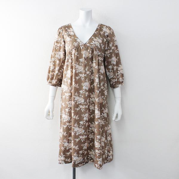 Hug O War ハグオーワー フラワープリント コットン Vネック ワンピース F ブラウン ブランド古着 買取販売 Tresor 通販 Yahoo ショッピング
