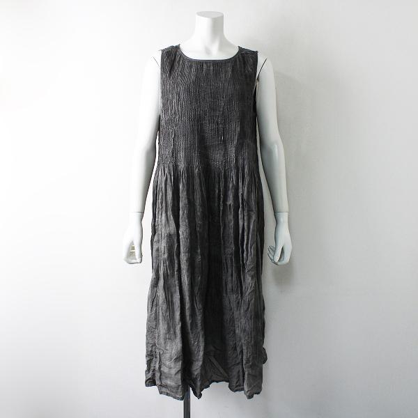 Maison De Soil メゾンドソイル 製品染め ピンタック ギャザー ノースリーブ ワンピース 2 グレー ブランド古着 買取販売 Tresor 通販 Yahoo ショッピング