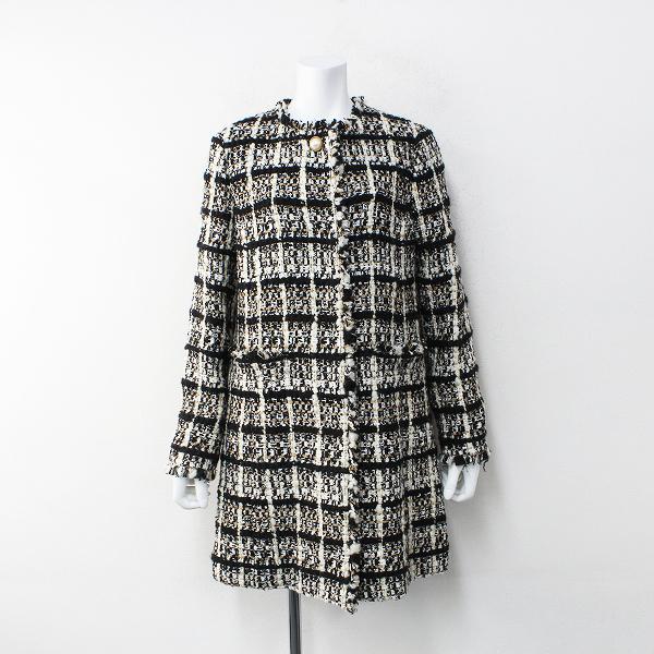 未使用品 大きいサイズ 定価10 5万 To Be Chic トゥービーシック ウール混 ドミノチェックツイードコート 42 ブラック ブランド古着 買取販売 Tresor 通販 Yahoo ショッピング