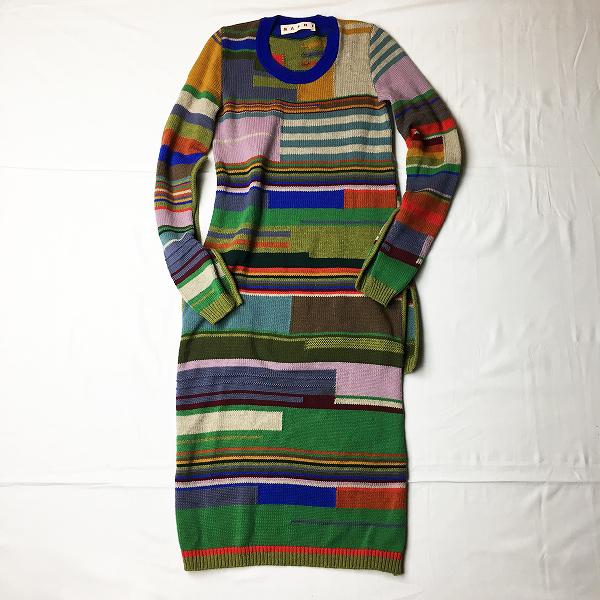 希少 17aw 秋冬 Marni マルニ マルチカラー配色 前後差 ウールニットワンピース 38 セーター 特殊 変形デザイン ブランド古着 買取販売 Tresor 通販 Yahoo ショッピング