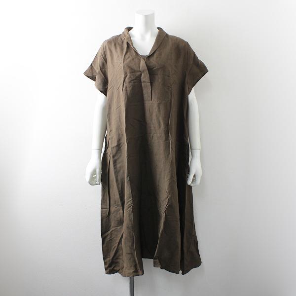19 Adieu Tristesse Luxe アデュートリステス リュクス リネン ショールカラー ワンピース 38 ブラウン ブランド古着 買取販売 Tresor 通販 Yahoo ショッピング