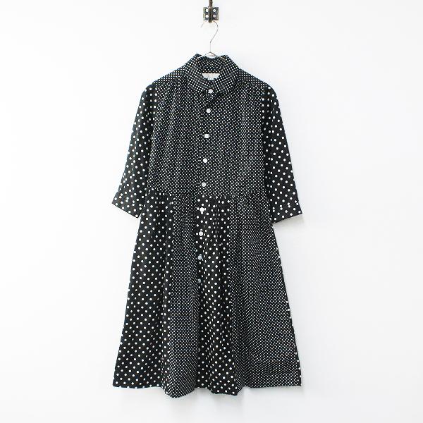 Morikage Shirt Kyoto モリカゲシャツ キョウト 丸襟 マルチドット コットン シャツワンピース Ss S ブラック ブランド古着 買取販売 Tresor 通販 Yahoo ショッピング