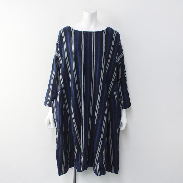 17ss Conges Payes Adieu Tristesse コンジェペイエ アデュートリステス ストライプ 2way ワンピース F ネイビー ブランド古着 買取販売 Tresor 通販 Yahoo ショッピング