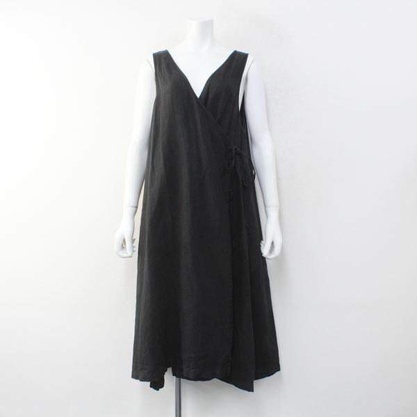 Nest Robe ネストローブ 製品染め リネン ノースリーブ カシュクールワンピース F ブラック ブランド古着 買取販売 Tresor 通販 Yahoo ショッピング