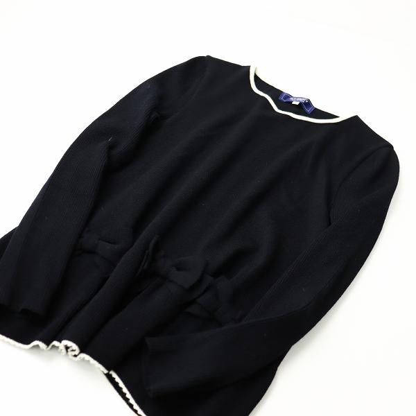 M'S GRACY - 定価3.6万 2021AW M'S GRACY エムズグレイシー リボン装飾 ペプラム ニット プルオーバー 38/ブラック 黒 トップス【2400013356510】 定価3.6万 2021AW M'S GRACY エムズグレイシー リボン装飾