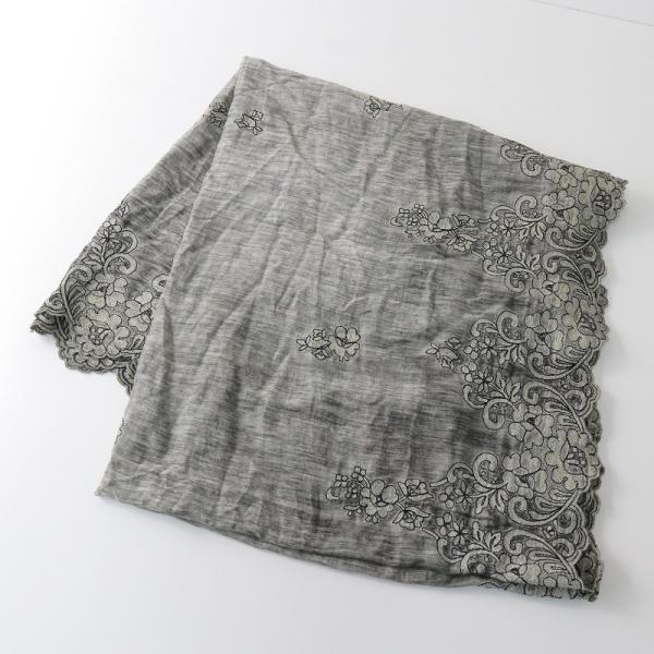 ファリエロサルティ Faliero Sarti 大判刺繍ストール/チャコールグレー 