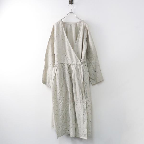 ネストローブ nest Robe リネン フェザープリントワンピース F/キナリ  