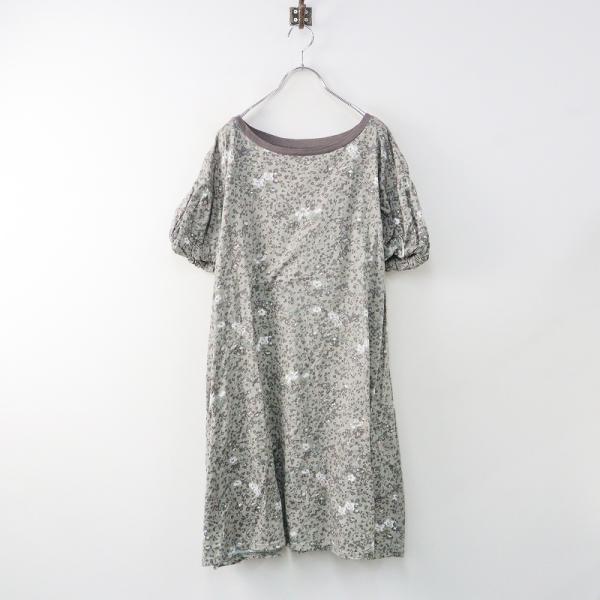 GASA* ガサ GASA フラワープリントカットソーワンピース/グレー  