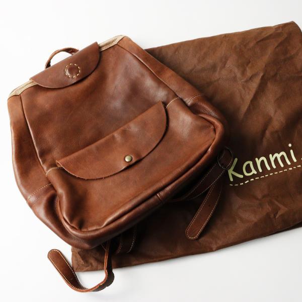 未使用 カンミ kanmi BOSCO ボスコ レザー リュック ブラウン カンミ kanmi BOSCO ボスコ 大口開口 レザーリュックサック /ブラウン