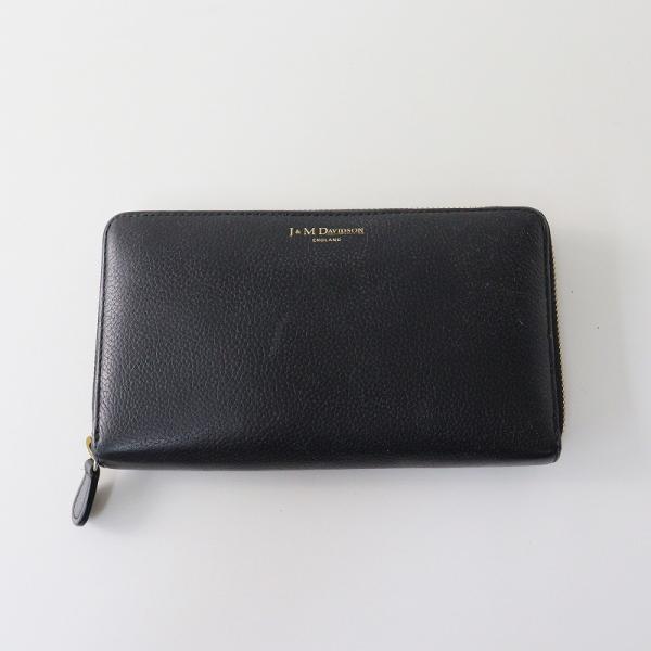 ジェイアンドエムデヴィッドソン J&M Davidson ラウンドジップロングウォレット/■ブラック 長財布 レザー 牛革 ロゴ【2400014330175】 ジェイアンドエムデヴィッドソン J&M Davidson ラウンドジップロング