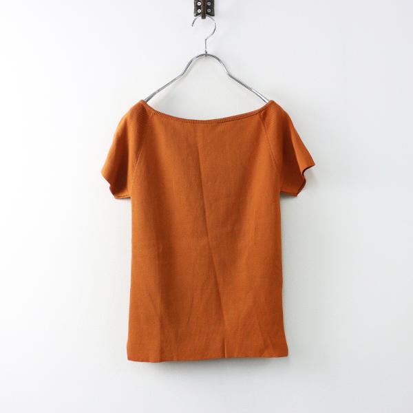 【サマーセール】美品 ロンハーマン Ron Herman レーヨン混 リブ編み ラグランスリーブ 半袖ニットトップス XS テラコッタ/カットソー【2400014382082】
