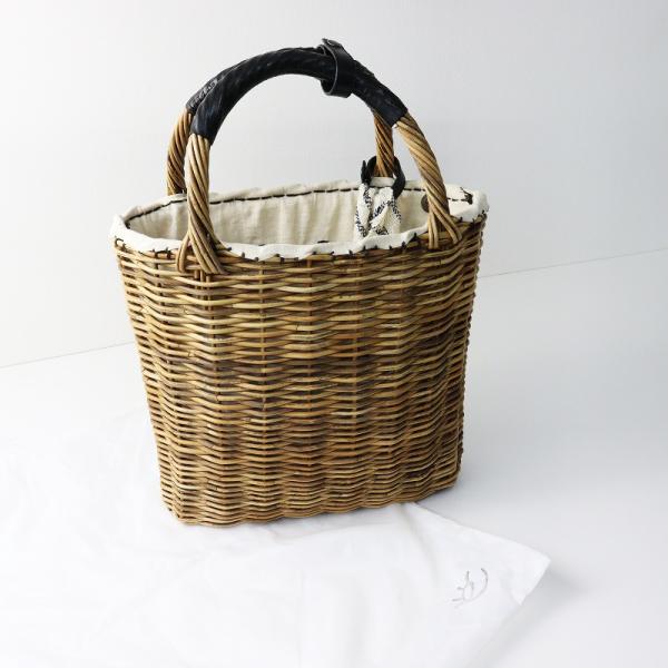 【美品】 エバゴス かごバッグ ハンドバッグ トートバッグ 紅籐 リネン 牛革 エバゴス ebagos 紅籐 リネン 大容量 ブライダルトートバッグ/かご