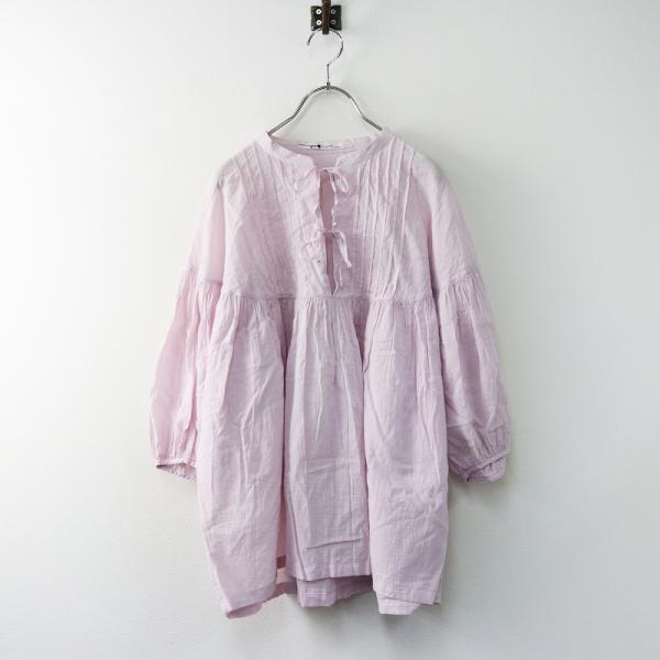 2022SS シャンブルドゥシャーム chambre de charme アンビデックス ピンタック リボン ブラウス F/ピンク シャツ【2400014402186】 2022SS シャンブルドゥシャーム chambre de charme アンビ