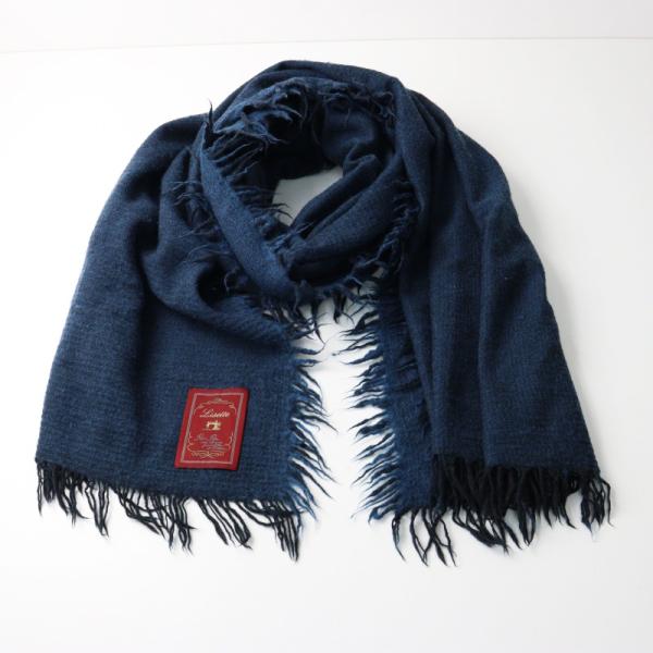 リゼッタ Lisette 大判縮絨フリンジストール/ネイビー ショール  