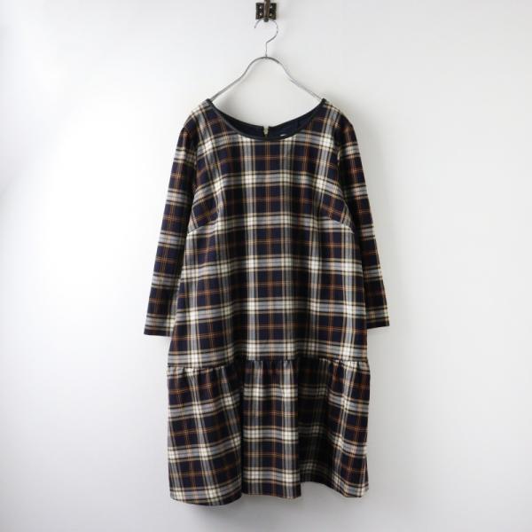 s*i様 美品☆ローズティアラレイヤードワンピース黒チェック柄大きいサイズ46 大きいサイズ ローズティアラ Rose Tiara チェック ノーカラー