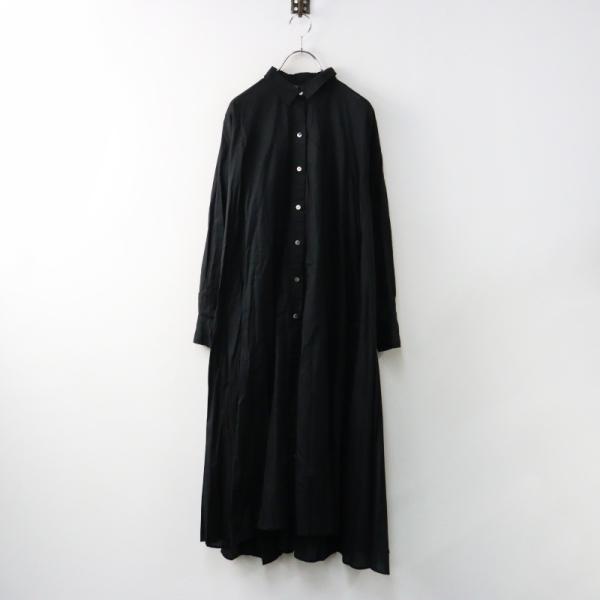 ミズイロインド mizuiro ind スタンドカラーフレアロングシャツ  