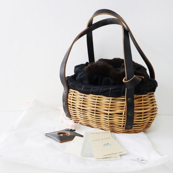 エバゴス ハンドバッグ カゴバッグバスケットブラウン ファーウールレザー