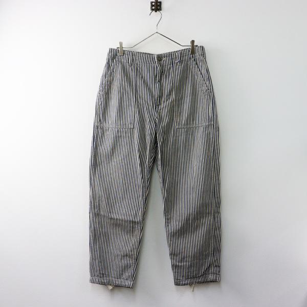 美品】45R モンプデニムの908ベイカーパンツ Sサイズ R刺繡 ストライプ