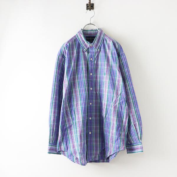 インパクト21期 ラルフローレン RALPH LAUREN BLAKE マドラスチェックポニー刺繍 ボタンダウンシャツ L  ブルー系┃【2400014593976】 インパクト21期 ラルフローレン RALPH LAUREN BLAKE マドラスチェック