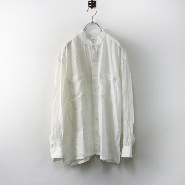 【メンズ】メゾンドソイル オム MAISON DE SOIL HOMME コットン×リネン スタンドカラー長袖シャツ 1 ホワイト┃インド製【2400014602388】 メンズ】メゾンドソイル オム MAISON DE SOIL HOMME コットン×リネン