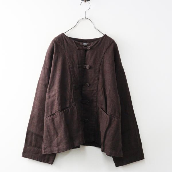 minaco2025AW ネストローブ ヘビーリネンノーカラージャケット minaco