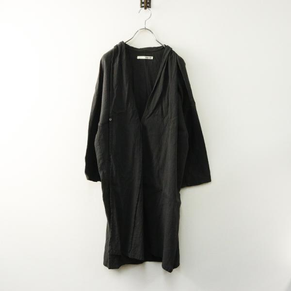 エヴァムエヴァ evam eva リネン ウール コットン カシュクール カーディガン ｜チャコールグレー トップス 羽織り【2400014728514】 エヴァムエヴァ evam eva リネン ウール コットン カシュクール