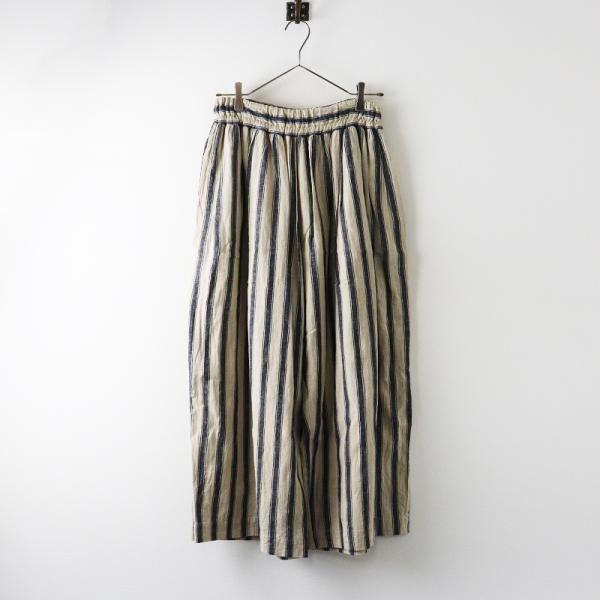 イチアンティークス ICHI Antiquites リネンコットンストライプパンツ