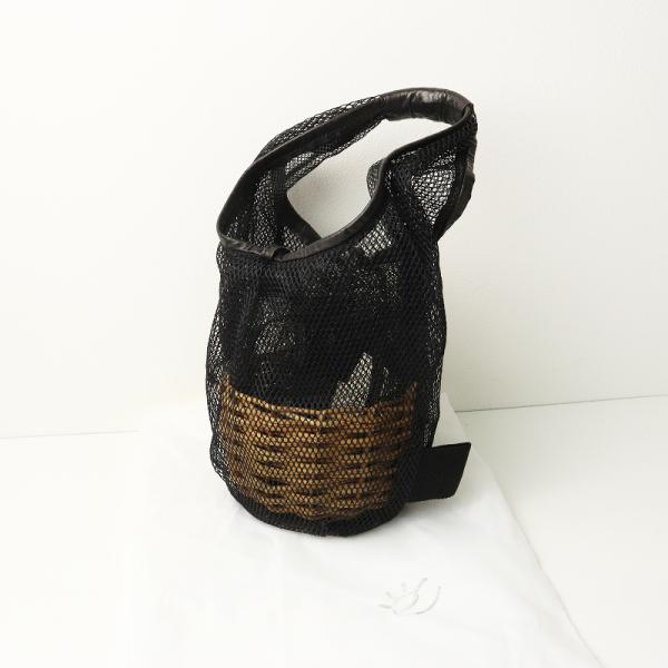 極美品 エバゴス ebagos シアーラウンドトート＼ブラック かごバッグ