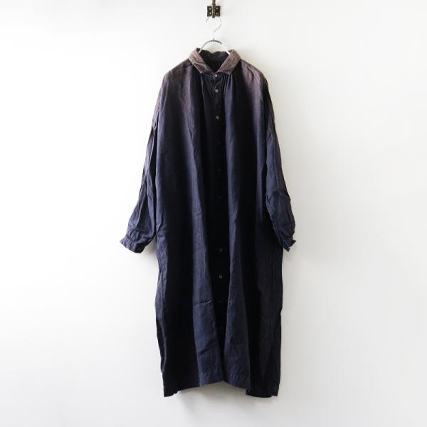 ネストローブ nest Robe リネンギャザーワイドシャツワンピース