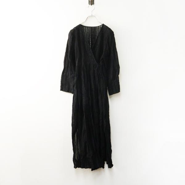 極美品✨ヌキテパ ワンピース マキシ丈 カシュクール ドレス ガウン 綿 洗える NE QUITTEZ PAS!（ヌキテパ） ne Quittez pas レースクロスオーバー