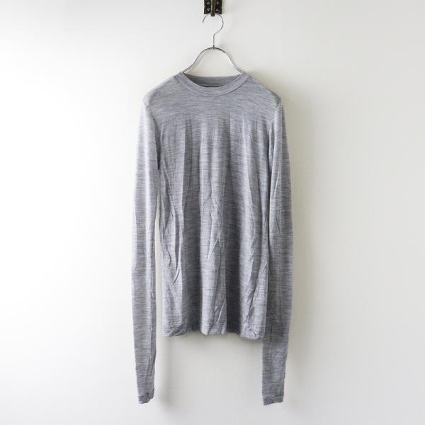 美品 23AW オーラリー AURALEE A23AP03WT SUPER SOFT WOOL SHEER L/S TEE  シアー長袖Tシャツ 1 グレー┃【2400014798388】 tresorstore_2400014798388