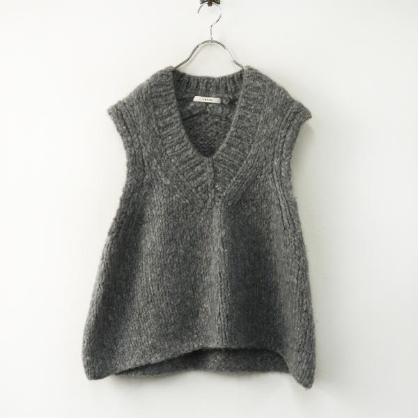 定価79200円 ローヘン LOHEN  カシミヤVネックベスト F グレー┃ざっくり編み ニットトップス【2400014855821】 定価79200円 ローヘン LOHEN カシミヤVネックベスト F グレー