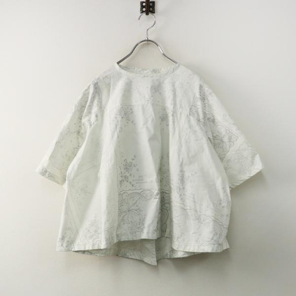 2022SS タオ コムデギャルソン Tao COMME des GARCONS 汕頭柄 プリント バックオープン ブラウス M ホワイト┃白【2400014880601】 2022SS タオ コムデギャルソン Tao COMME des GARCONS 汕頭柄 プリント