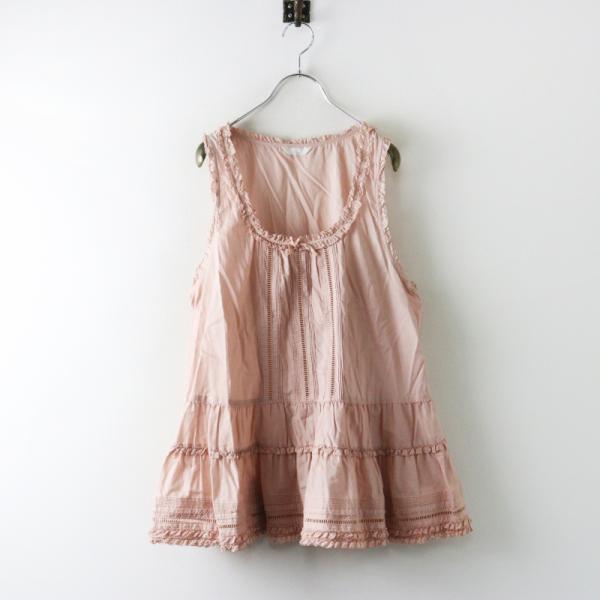 極美品✨ ピンクハウス 近年 定価2.4万 ローン丸襟ブラウス ピコフリル 黒 ピンクハウス PINK HOUSE ピコフリルローンティアードノースリーブ