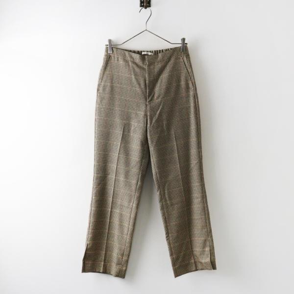 【期間限定価格】美品 クチュールドアダム COUTURE D'ADAM ウールグレンチェックパンツ 36＼ブラック ベージュ イージー ゴム スリット【2400014982688】