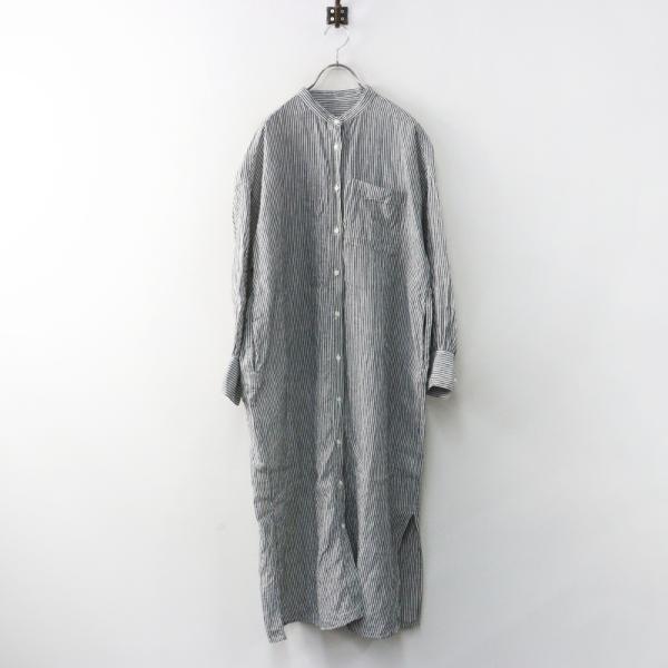 2025SS ネストローブ nest Robe リネンストライプシャツワンピース F