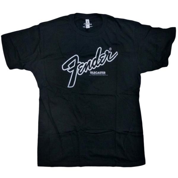 海外正規ライセンス Fender Logo Tee フェンダー ギター ロゴ Tシャツ 半袖 カットソー エリック・クラプトン ジェフ・ベック 黒 Black【ゆうパケット対応】