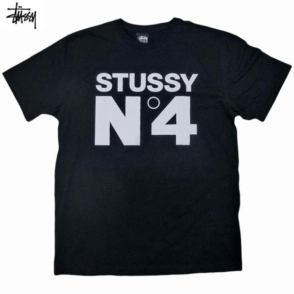 Stussy No.4 Tee ステューシー ロゴ ナンバーフォー 名作 定番 アーカイブ Tシャツ 半袖 ストリート スケート Black 黒【ゆうパケット対応】