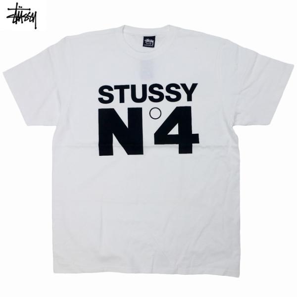 Stussy No.4 Tee ステューシー ロゴ ナンバーフォー 名作 定番 アーカイブ Tシャツ 半袖 ストリート スケート White 白【ゆうパケット対応】