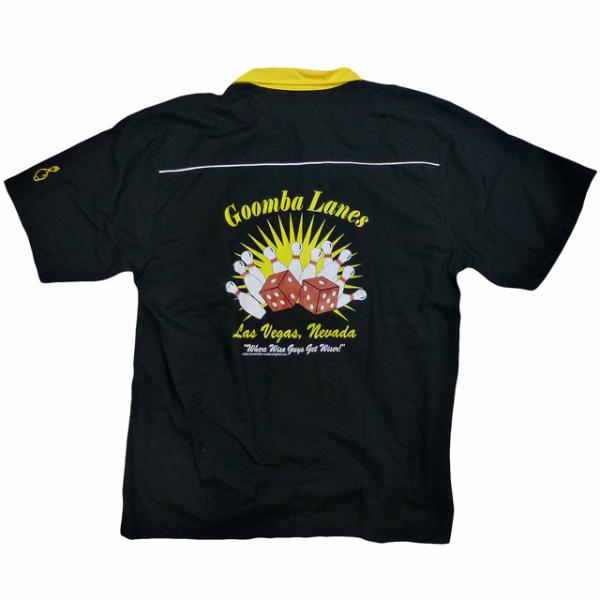 00's Used Cruisin USA Goomba Lanes Classic Retro Bowling Shirt 古着 黒/ゴールド 00年代 Y2K オープンカラー クルージンUSA社 ボーリングシャツ L