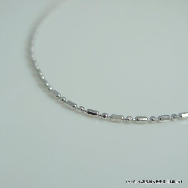 18金ホワイトゴールド☆ 18金ボールチェーンコンビネーションネックレス TRIDEA JEWELRY（トライディアジュエリー） ミックスボール ネックレス