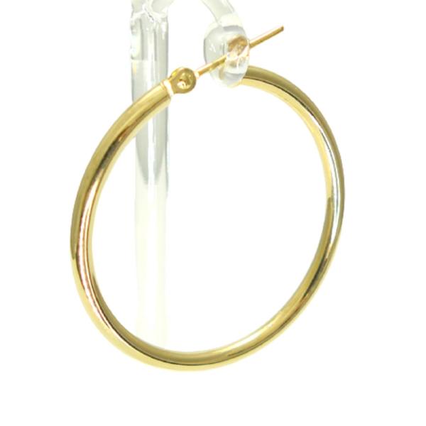 TRIDEA JEWELRY 18金 フープ ピアス 幅2mm 外径30mm イエローゴールド